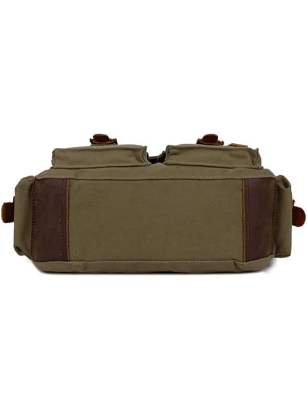 Vintage Military-Style Leather Canvas Messenger Bag for Laptops & Travel
